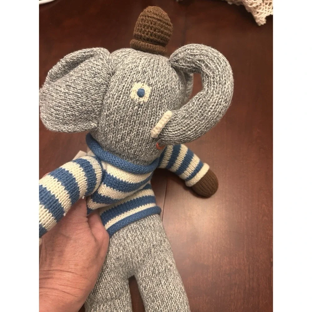 Blabla‎ Knit Cotton 19'' Elephant Gray Striped Soft Plush Toys Sock Doll stuffed